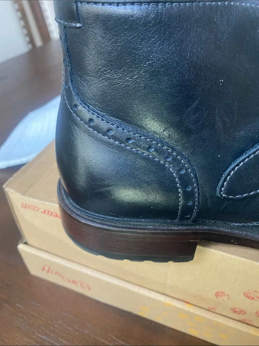 Johnston & Murphy Black Leather Chukka Boots with Gold Buckle